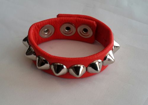 Red Leather Studded Cock Strap